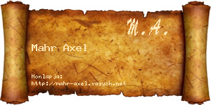 Mahr Axel névjegykártya